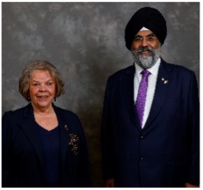 Colleen Maki, District Governor pictured with 2025-2026 Lions International President AP Singh